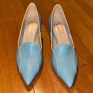 Mavette Light Blue Leather Heels